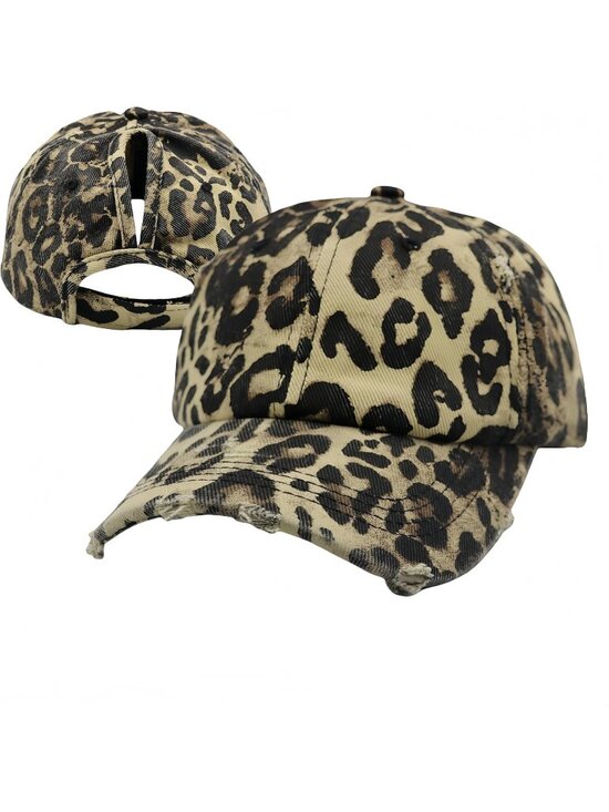 〽️Women Leopard High Ponytail Baseball Cap Trucker Bad Hair Day Adjustable